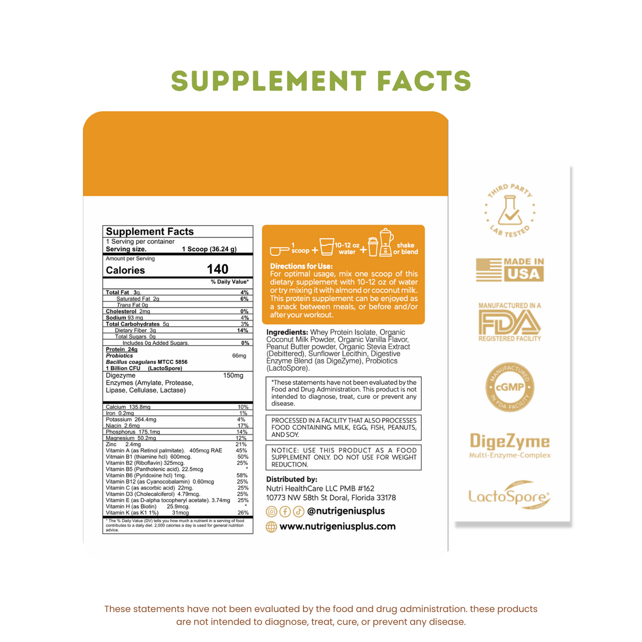 Aislado de proteína de suero Nutri Genius Plus® - 30 porciones